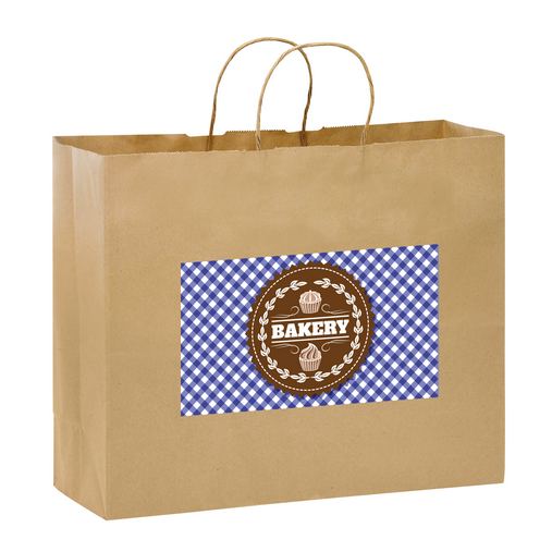 Custom Printed Natural Kraft Paper Shopper Tote Bag w/Full Color (16"x6"x12") - Color Evolution - 1N16612-CE